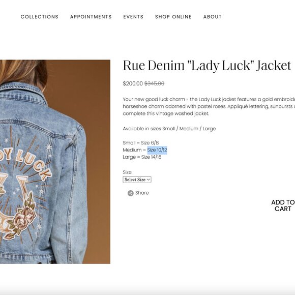 Rue Denim Lady Luck Jean Jacket, Size Medium - Picture 9 of 9